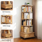 Étagère Tour Pivotante à 360°, Bibliothèque Rotative en Bois, Étagère d'Angle Pivotante, Organisateur de Rangement