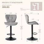 JIONJOY Lot de 2 tabourets de bar pivotants - Tabourets de bar réglables en hauteur avec dossier, chaises d'îlot de cuisine en similicuir pour bar à domicile
