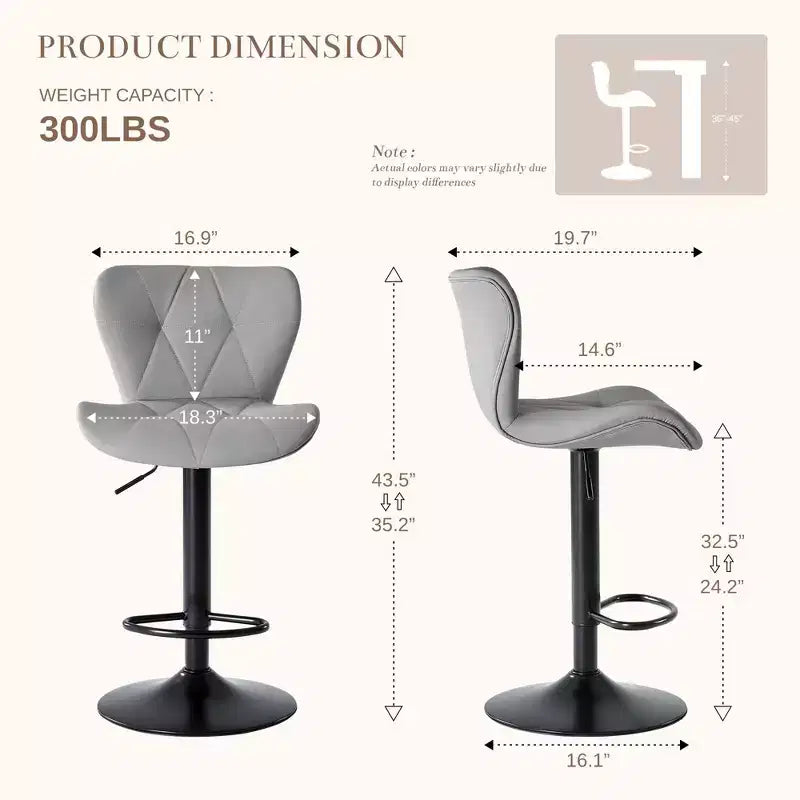 JIONJOY Lot de 2 tabourets de bar pivotants - Tabourets de bar réglables en hauteur avec dossier, chaises d'îlot de cuisine en similicuir pour bar à domicile