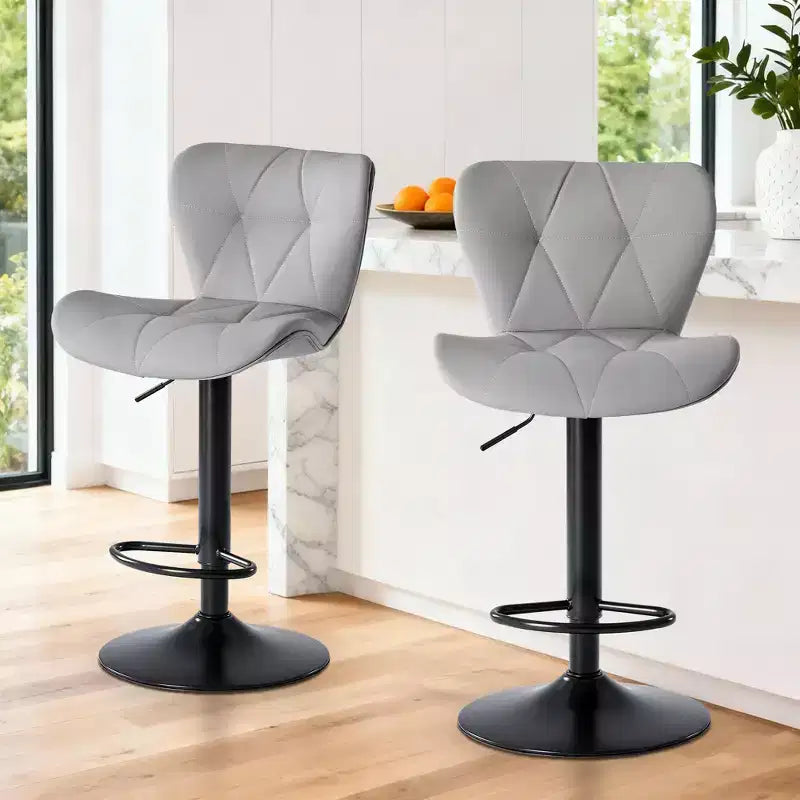 JIONJOY Lot de 2 tabourets de bar pivotants - Tabourets de bar réglables en hauteur avec dossier, chaises d'îlot de cuisine en similicuir pour bar à domicile