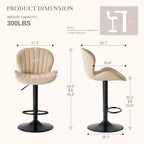 JIONJOY Lot de 2 tabourets de bar pivotants - Tabourets de bar réglables en hauteur avec dossier, chaises d'îlot de cuisine en similicuir pour bar à domicile