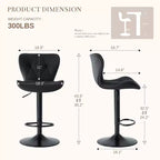 JIONJOY Lot de 2 tabourets de bar pivotants - Tabourets de bar réglables en hauteur avec dossier, chaises d'îlot de cuisine en similicuir pour bar à domicile