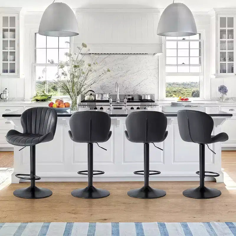 JIONJOY Lot de 2 tabourets de bar pivotants - Tabourets de bar réglables en hauteur avec dossier, chaises d'îlot de cuisine en similicuir pour bar à domicile
