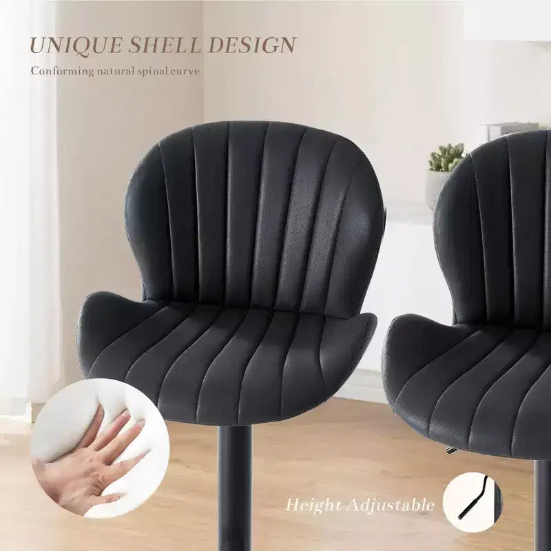 JIONJOY Lot de 2 tabourets de bar pivotants - Tabourets de bar réglables en hauteur avec dossier, chaises d'îlot de cuisine en similicuir pour bar à domicile
