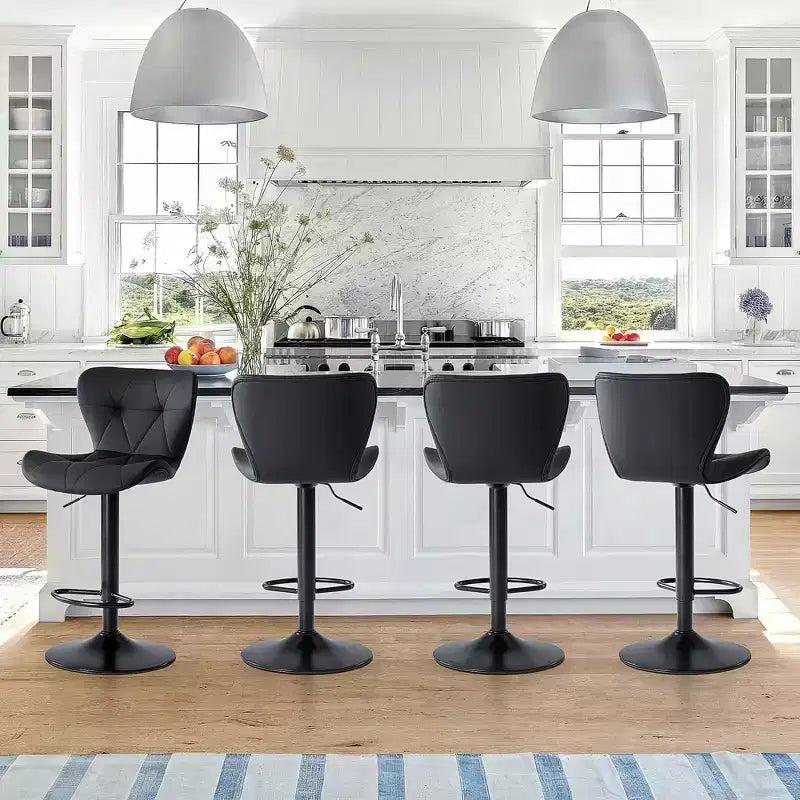 JIONJOY Lot de 2 tabourets de bar pivotants - Tabourets de bar réglables en hauteur avec dossier, chaises d'îlot de cuisine en similicuir pour bar à domicile