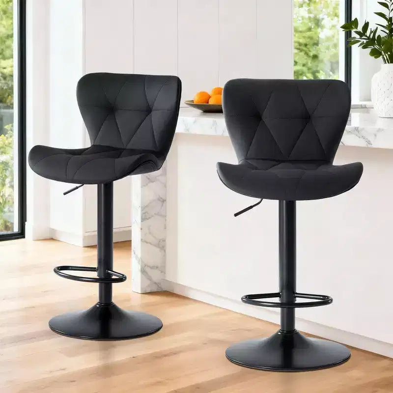JIONJOY Lot de 2 tabourets de bar pivotants - Tabourets de bar réglables en hauteur avec dossier, chaises d'îlot de cuisine en similicuir pour bar à domicile