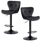JIONJOY Set of 2 Swivel Counter Stools - Adjustable Height Barstools with Backrest, Faux Leather Kitchen Island Chairs for Home Bar