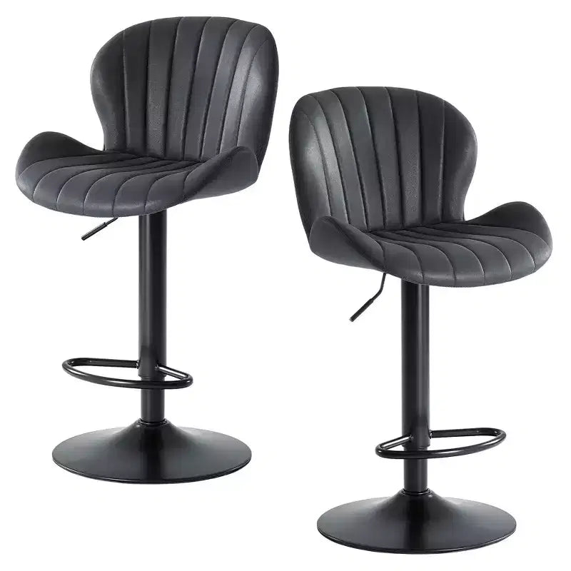 JIONJOY Lot de 2 tabourets de bar pivotants - Tabourets de bar réglables en hauteur avec dossier, chaises d'îlot de cuisine en similicuir pour bar à domicile