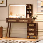 Coiffeuse Okak de 47 po avec miroir réglable à 3 modes, coiffeuse avec tiroir en rotin, table de toilette pour chambre à coucher, salon
