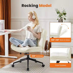 Chaise de bureau sans accoudoirs TUYOHW, chaise pivotante à siège large avec pieds croisés, réglable en hauteur, chaise d'appoint moderne en cuir PU pour bureau à domicile