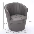 Fauteuil pivotant TUYOHW Petal, fauteuil d'appoint avec base métallique rotative, cannelé incurvé, fauteuil de bureau à dossier ailé en cuir véritable pour bureau, salon