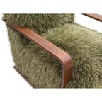Fauteuil d'appoint en fausse fourrure TUYOHW de 72 cm de large, fauteuil de salon rembourré avec accoudoirs incurvés en bois, ressorts ensachés, fauteuil pour salon, chambre à coucher