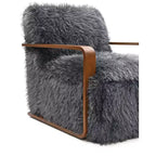 Fauteuil d'appoint en fausse fourrure TUYOHW de 72 cm de large, fauteuil de salon rembourré avec accoudoirs incurvés en bois, ressorts ensachés, fauteuil pour salon, chambre à coucher