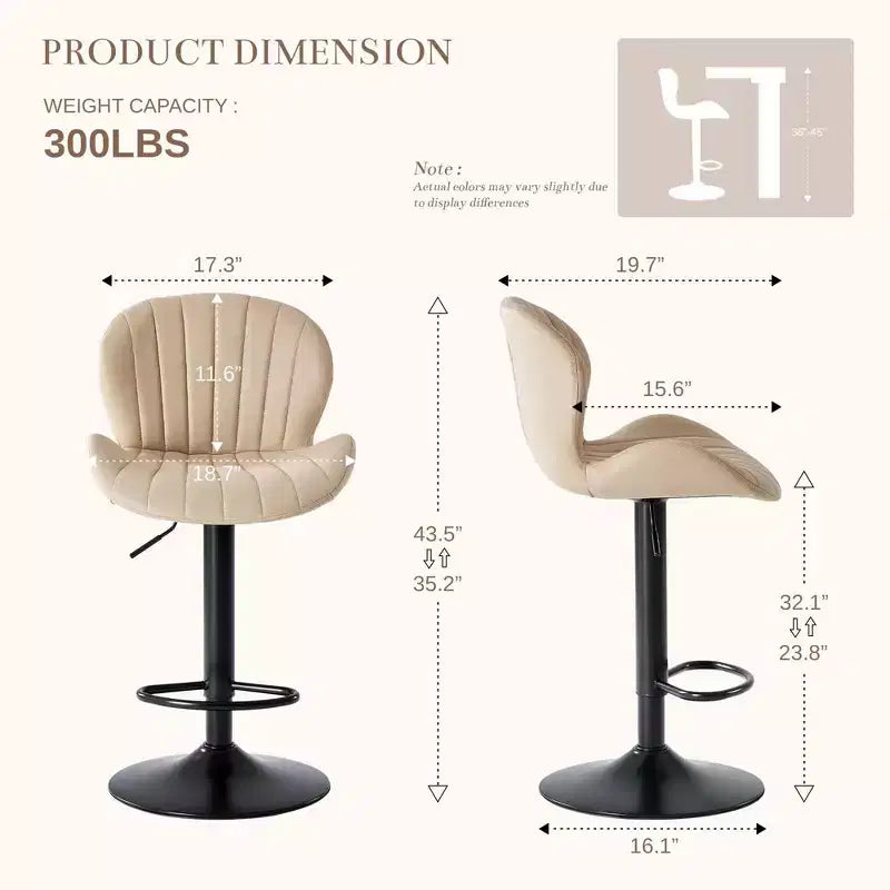 Lot de 2 tabourets de bar réglables en hauteur en similicuir TUYOHW, chaises de bar pivotantes avec repose-pieds, chaises de comptoir pour cuisine, bureau, bar à domicile