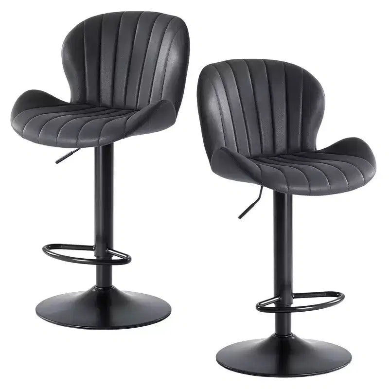 Lot de 2 tabourets de bar réglables en hauteur en similicuir TUYOHW, chaises de bar pivotantes avec repose-pieds, chaises de comptoir pour cuisine, bureau, bar à domicile