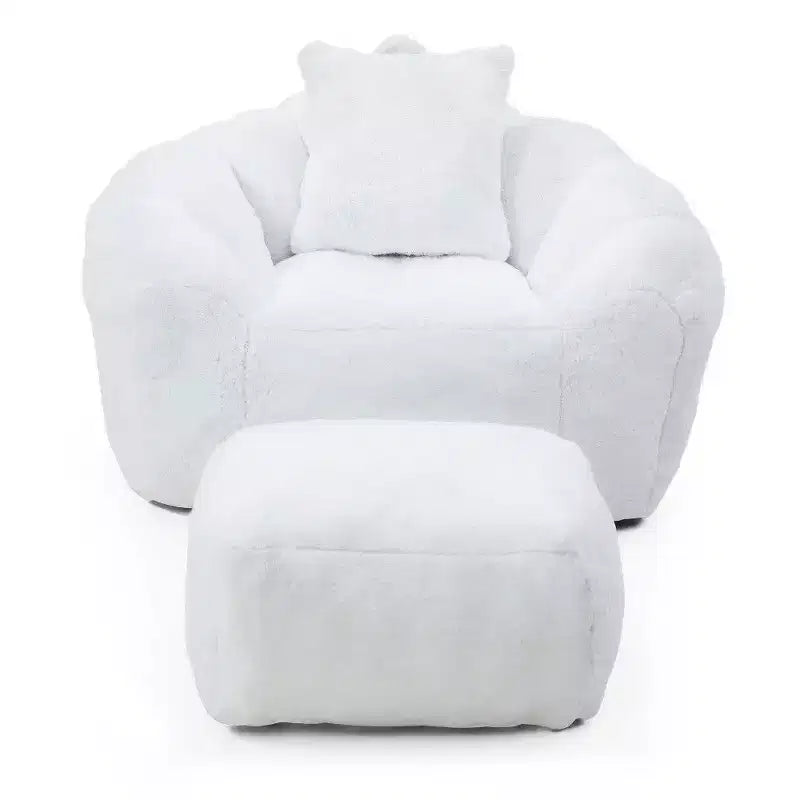 Fauteuil poire TUYOHW en forme de coquillage avec pouf, ensemble fauteuil de relaxation et repose-pieds en fausse fourrure, grand canapé de sol pour adultes