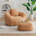 Fauteuil poire TUYOHW en forme de coquillage avec pouf, ensemble fauteuil de relaxation et repose-pieds en fausse fourrure, grand canapé de sol pour adultes
