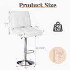 TUYOHW Lot de 2 tabourets de bar réglables en cuir PU, tabourets de bar hauteur comptoir avec dossier et repose-pieds, tabouret pivotant pour cuisine, café