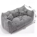 TUYOHW Canapé poire extra long de 185 cm, Transat en chenille 2 places avec âme en mousse haute résilience, Canapé de sol en chenille pour salon