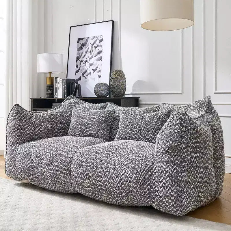 TUYOHW Canapé poire extra long de 185 cm, Transat en chenille 2 places avec âme en mousse haute résilience, Canapé de sol en chenille pour salon