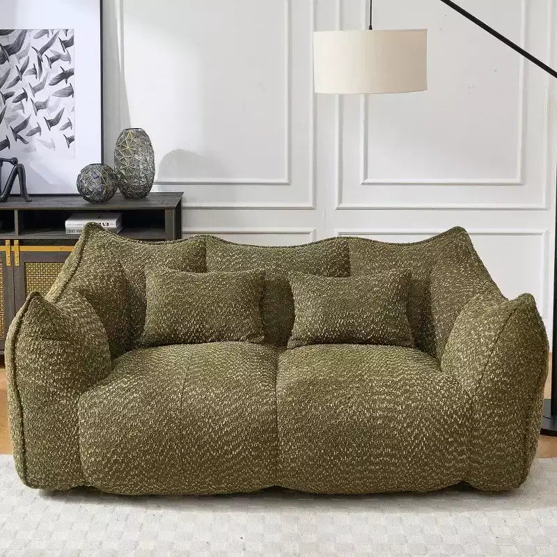 TUYOHW Canapé poire extra long de 185 cm, Transat en chenille 2 places avec âme en mousse haute résilience, Canapé de sol en chenille pour salon