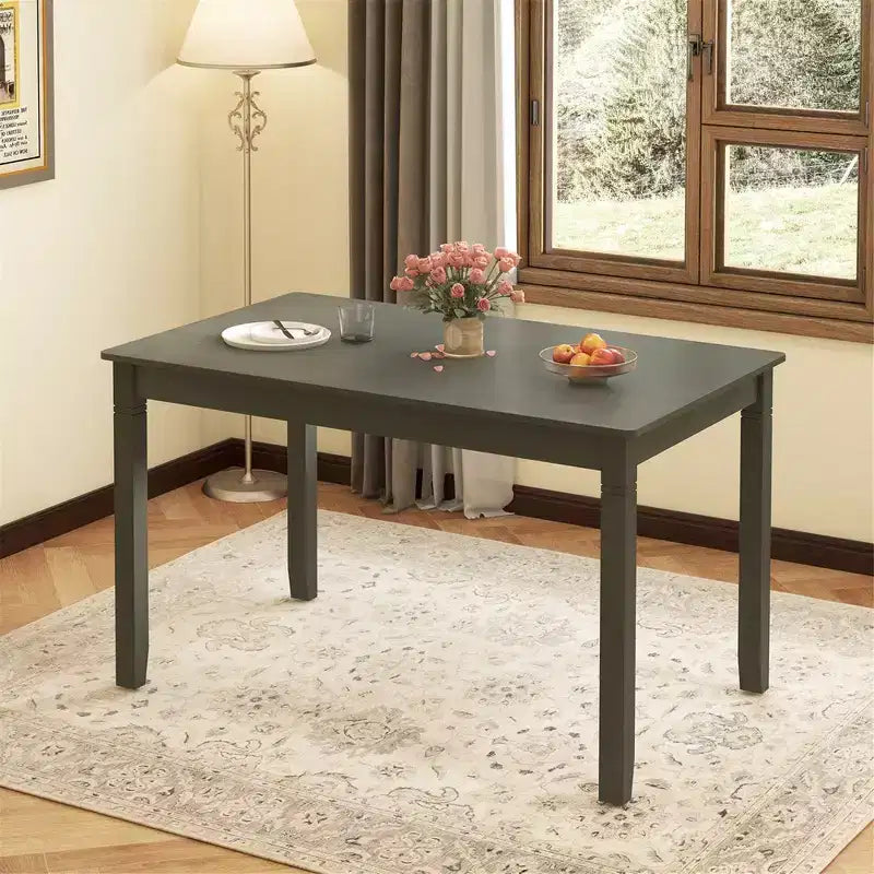 Costway Table de salle à manger rectangulaire 48" en bois pour 4 personnes avec pieds en bois de caoutchouc