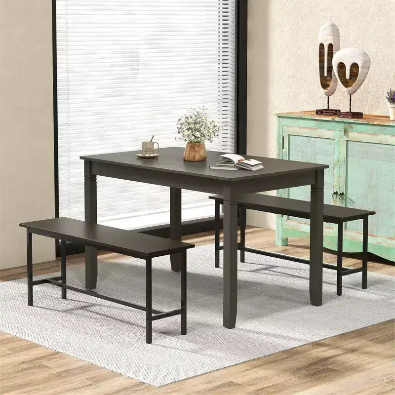 Costway Table de salle à manger rectangulaire 48" en bois pour 4 personnes avec pieds en bois de caoutchouc