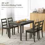 Costway Table de salle à manger rectangulaire 48" en bois pour 4 personnes avec pieds en bois de caoutchouc