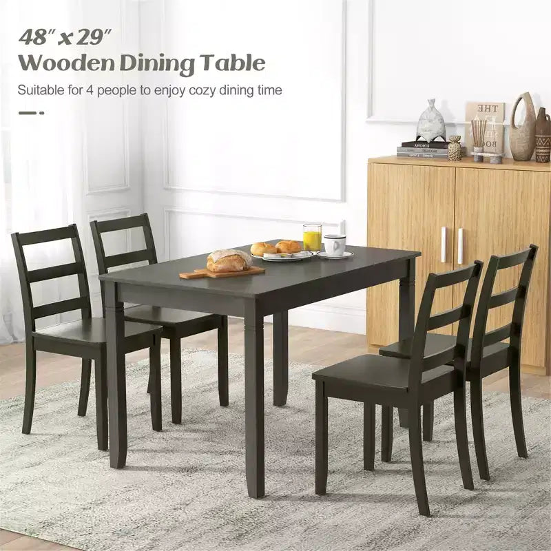 Costway Table de salle à manger rectangulaire 48" en bois pour 4 personnes avec pieds en bois de caoutchouc