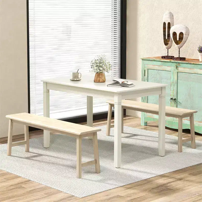 Costway Table de salle à manger rectangulaire 48" en bois pour 4 personnes avec pieds en bois de caoutchouc