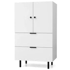 Buffet 2 portes Costway avec tiroirs et armoire de rangement, pieds en métal pour salon