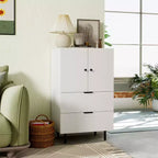 Buffet 2 portes Costway avec tiroirs et armoire de rangement, pieds en métal pour salon