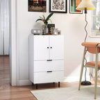 Buffet 2 portes Costway avec tiroirs et armoire de rangement, pieds en métal pour salon