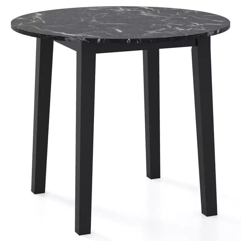 Costway 35 Table de cuisine ronde avec plateau en placage texturé marbre