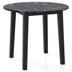 Costway 35 Table de cuisine ronde avec plateau en placage texturé marbre