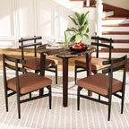 Costway 35 Table de cuisine ronde avec plateau en placage texturé marbre