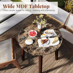 Costway 35 Table de cuisine ronde avec plateau en placage texturé marbre