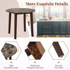 Costway 35 Table de cuisine ronde avec plateau en placage texturé marbre