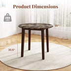 Costway 35 Table de cuisine ronde avec plateau en placage texturé marbre