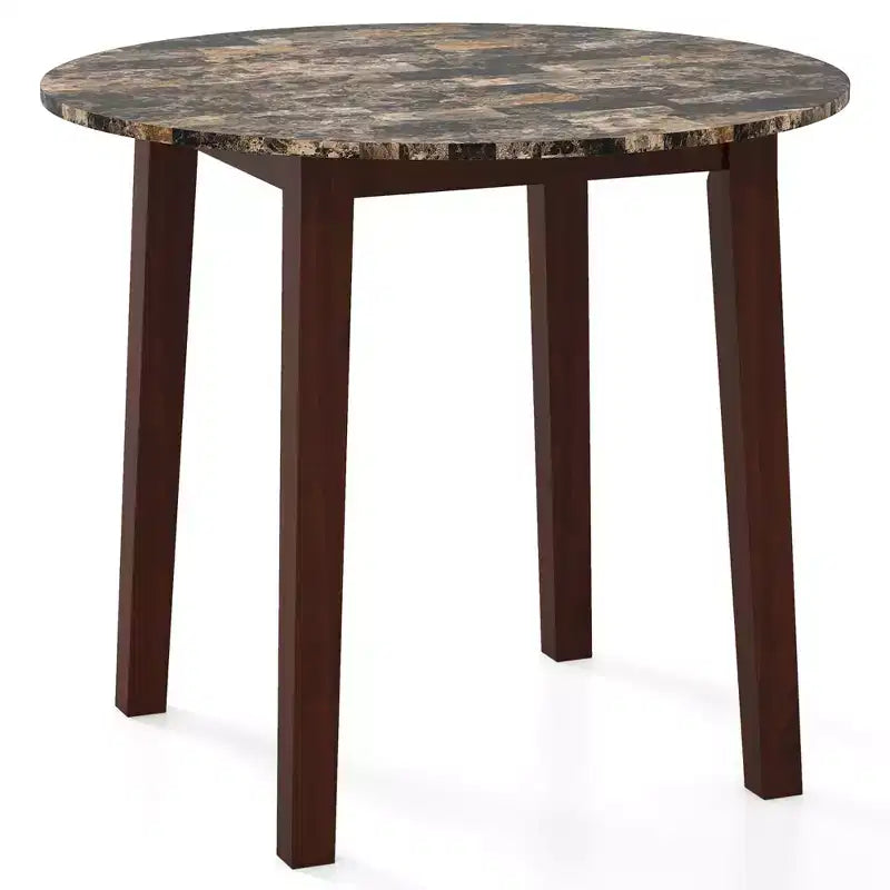 Costway 35 Table de cuisine ronde avec plateau en placage texturé marbre