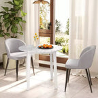 Costway 35 Table de cuisine ronde avec plateau en placage texturé marbre