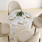 Costway 35 Table de cuisine ronde avec plateau en placage texturé marbre