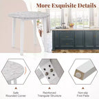 Costway 35 Table de cuisine ronde avec plateau en placage texturé marbre
