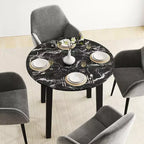 Costway 35 Table de cuisine ronde avec plateau en placage texturé marbre