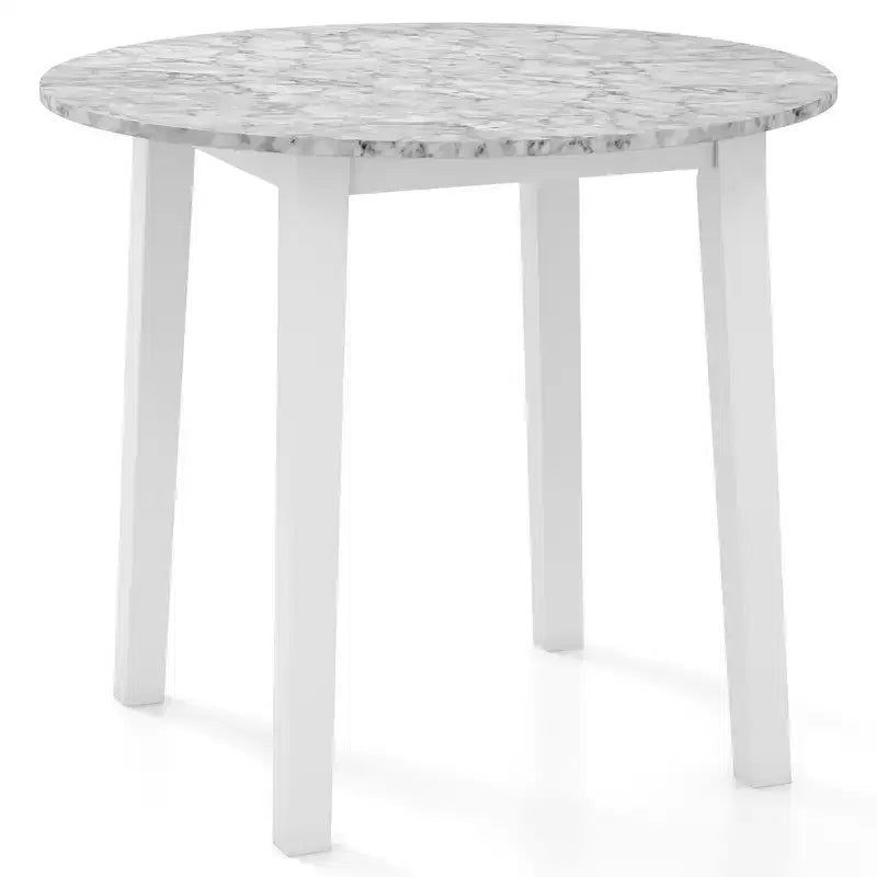 Costway 35 Table de cuisine ronde avec plateau en placage texturé marbre