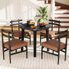 Costway 35 Table de cuisine ronde avec plateau en placage texturé marbre