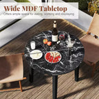 Costway 35 Table de cuisine ronde avec plateau en placage texturé marbre