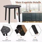 Costway 35 Table de cuisine ronde avec plateau en placage texturé marbre