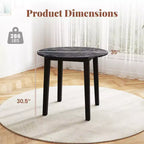 Costway 35 Table de cuisine ronde avec plateau en placage texturé marbre