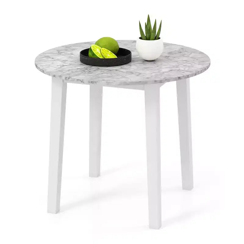 Costway 35 Table de cuisine ronde avec plateau en placage texturé marbre
